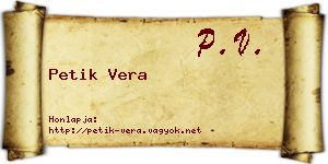 Petik Vera névjegykártya